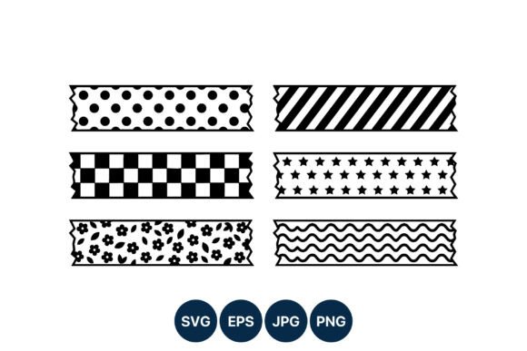 Black White Decorative Tape Strips: Bold Patterns for Creative Projects