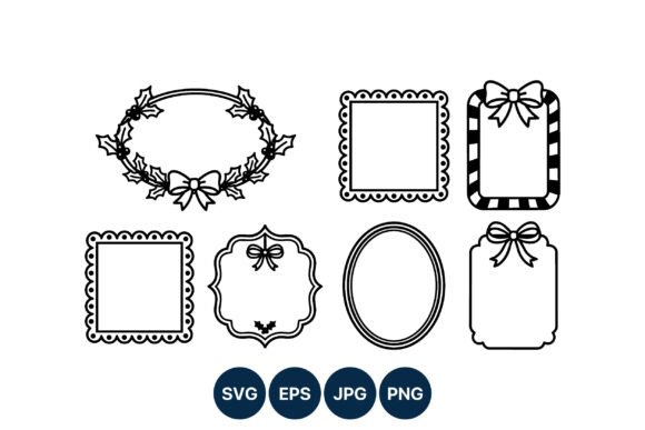Christmas Wreath and Bow Decorative: Festive Frames for Design