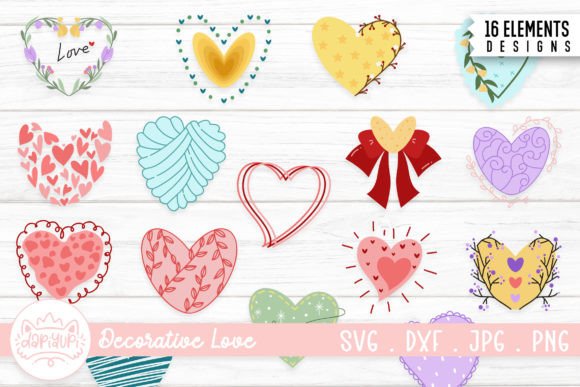 Decorative Heart Clipart Sticker Bundle: Elevate Your Designs