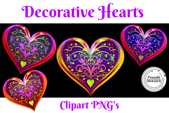 Decorative Hearts 1: Elegant Clipart for Creative Projects
