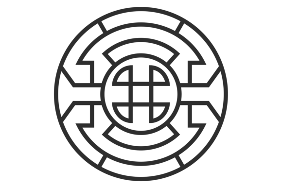 Korean Round Ornament. Decorative Line C: A Designer's Versatile Emblem