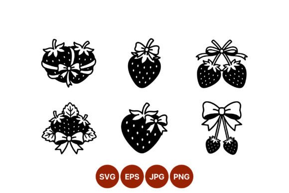 Strawberries with Decorative Bows Vector: A Playful Design Asset